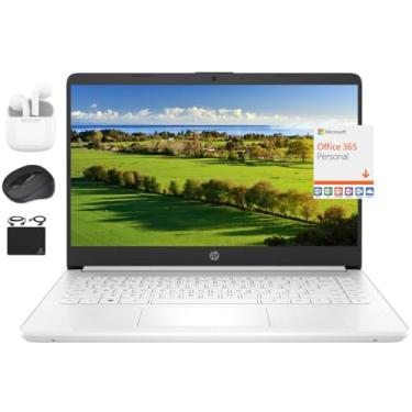 Imagem de HP Notebook 2024 de 35.6 cm, leve, fino para estudantes de negócios, Intel N4120 quad-core, 16 GB de RAM, 320 GB (cartão eMMC de 64 GB + 256 GB), 1 ano de escritório 365, WiFi para webcam, Windows