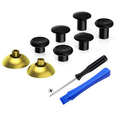Imagem de eXtremeRate ThumbsGear – joystick ergonômico intercambiável para controle Playstation 4 PS4 Slim PS4 Pro com 3 alturas abobadadas e garras côncavas ajustáveis – dourado cromado e preto