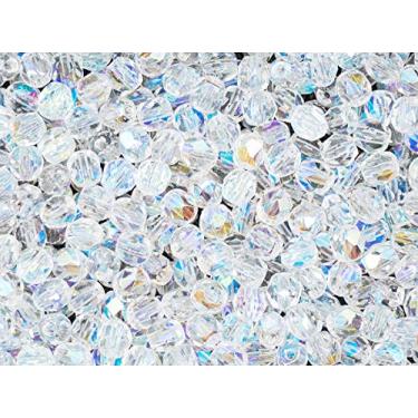 Imagem de ScaraBeads 50 g, (51 g, 600 peças) Contas de vidro tchecas facetadas redondas 4 mm, cristal AB