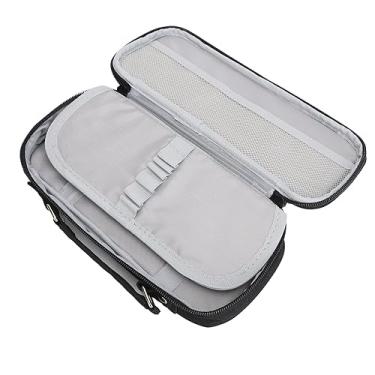 Imagem de Estojo para Lápis de Grande Capacidade Com Design de Camada Dupla, Bolsa para Lápis de Lona para Estudantes, Professores e Artistas, Material à Prova D'água e Durável para (Preto)