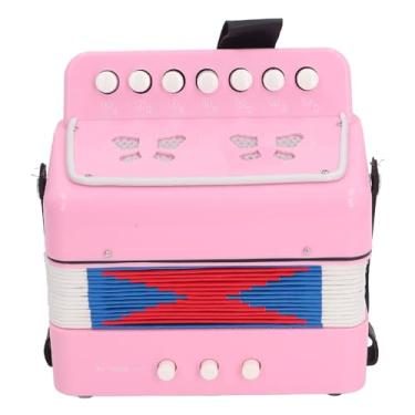 Imagem de Acordeão de Controle de 7 Teclas, Prática de Coordenação Olho-mão, Acordeão de Botão Anti-queda para Performance de Palco (Rosa)