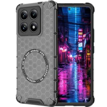 Imagem de Ephoou Capa transparente para Xiaomi 14 T Pro, compatível com acessórios MagSafe, carregamento sem fio, fina, antiarranhões, à prova de choque, capa de camada dupla para Xiaomi 14T Pro. Favo de mel