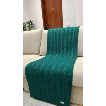 Imagem de Peseira Manta Trança Tricot Cama Solteiro 160x60cm Madrid - Calu Trico