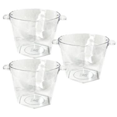 Imagem de Balde Gelo Acrílico Cerveja Champanhe Bebida 4250ml Kit 3pçs - Lsc Toy