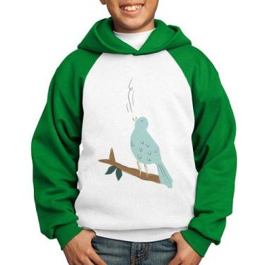 Imagem de Moletom Infantil Passarinho Cantando - Foca na Moda, Branco, Verde, 8