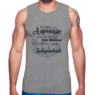 Imagem de Regata Sou de Aquário - Foca na Moda, Cinza, P
