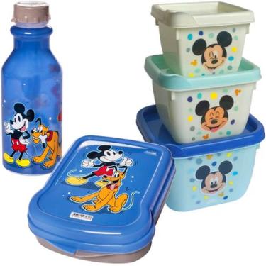 Imagem de Mickey Kit Infantil Porta Lanche Escola 5 Itens Plasutil - Plasútil