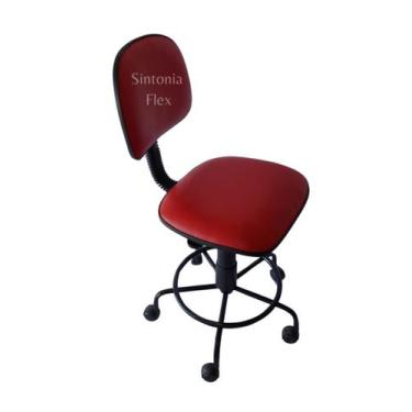 Imagem de Cadeira  secretaria  com regulagem de altura - base de ferro - rodízio