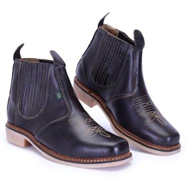 Imagem de Bota Botina Country Masculina De Couro Cano Baixo Bordada Lançamento -