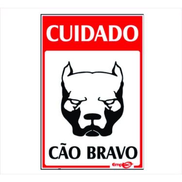 Imagem de Placa - Cuidado Com O Cao Bravo - Vermelha / Em Ps 30 X 20Cm Emplac Br