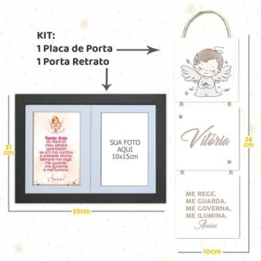 Imagem de Kit Infantil Bebê com Placa de Porta Maternidade e Porta Retrato com O