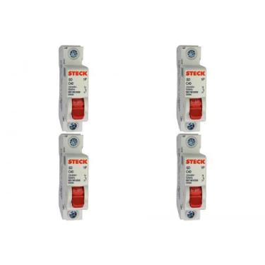 Imagem de Kit C/4 - Disjuntor Steck Din Unipolar 40A Sd61 C Sdd61C40