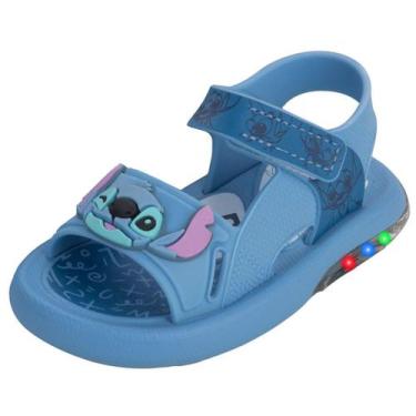 Imagem de Sandalia Infantil Conforto Dia a Dia Luz Led Disney Stitch, Azul, Azul