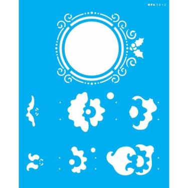 Imagem de Stencil Opa 20 x 25 cm - Moldura Papai Noel - 3012 - Opa Criando Arte