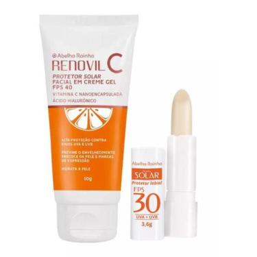 Imagem de Kit Protetor Solar Facial em Gel FPS 40 Protetor Labial FPS 30 UVA+UVB