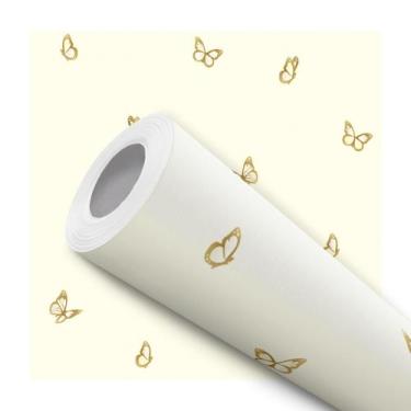 Imagem de Papel De Parede Vinílico Amarelo Borboletas Quarto 10m - DELIQUADROS, 