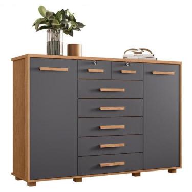 Imagem de Cômoda Fontana 2 Portas e 7 Gavetas - Móveis Albatroz, Freijó/Titanium