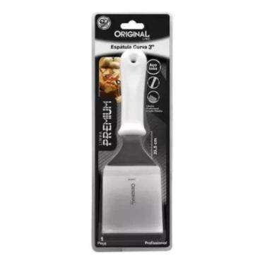 Imagem de Espatula Curva 3 Inox Chapa Lanche Chapeiro Cozinha - JJB Utilidades