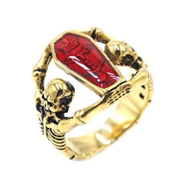 Imagem de PAMTIER Anel de caveira de zircônia masculino feminino caixão de diamante joia de festa de casamento, Metal, Metal