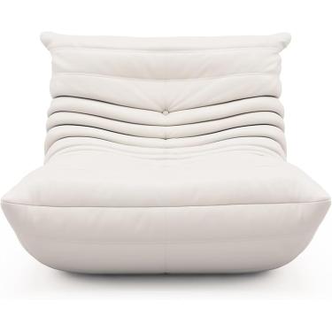 Imagem de Poltrona Mohair macia Bege Teddy Preguiçosa Cadeira de sofá Cadeiras de lareira Cadeira de chão com assento de amor, branca, 85 cm