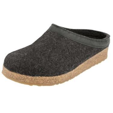 Imagem de Haflinger Tamanco unissex GZL com acabamento em couro, Carvão, 34/36 BR