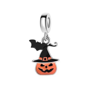 Imagem de MiiFort Pingente de abóbora de morcego de Halloween serve para pulseiras Pandora Charms Moments, One Size, Cobre, Sem Pedra Preciosa