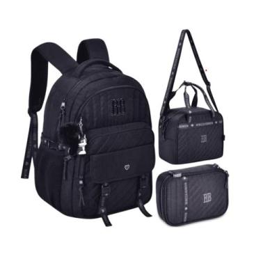Imagem de Kit Crinkle com Matelassê: Mochila de Costas + Lancheira + Estojo - Cl