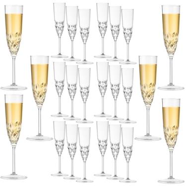 Imagem de Pacote com 24 taças de champanhe de plástico, à prova de estilhaçamento, reutilizáveis e extravagantes, taças de champanhe transparentes, acrílico, inquebrável, elegante, festa, bebendo, coquetel,