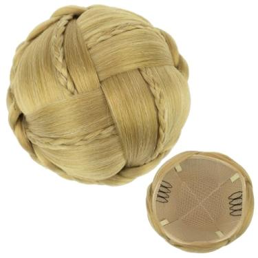 Imagem de IMISSU Cobertura de cabelo trançado chignon dançarina rosquinhas scrunchies mulheres coques de cabelo peruca updo (M3 Loira Cinza)