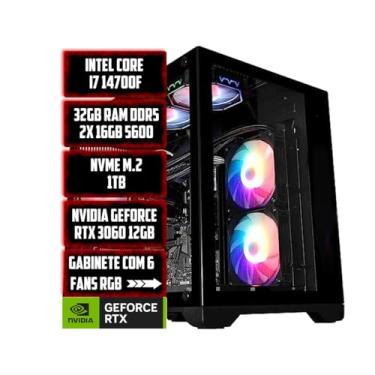 Imagem de CPU GAMER INTEL CORE I7 14700F/32GB RAM DDR5/ B760M/NVME 1TB/ RTX 3060 12GB/GABINETE GAMER COM 6 FANS