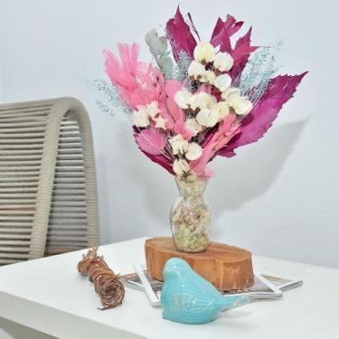 Imagem de Arranjo de flores desidratadas petit tons rosê + vaso de vidro - Beaut