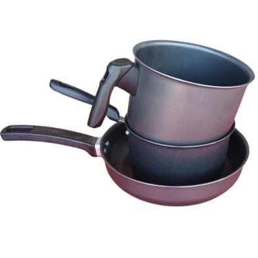 Imagem de Jogo Kit Panelas 3 Peças Antiaderenten Teflon Preto Leiteira Frigideir