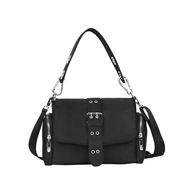Imagem de Bolsa feminina de náilon tiracolo de ombro preta bolsas da moda feminina bolsa feminina pequena preta