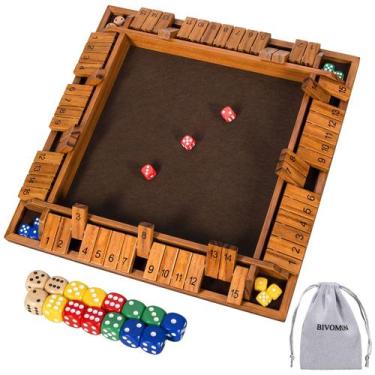 Imagem de Jogo Shut The Box Dice BIVOMON atualizado 42x42cm para 1-4 jogadores