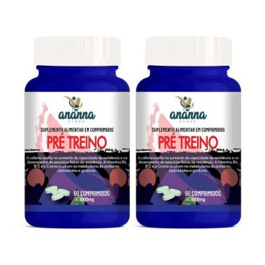 Imagem de 2x Pré Treino c/ Cafeína Vita B6 B12 C e Cromo 60 Comp 1200mg - Ananna