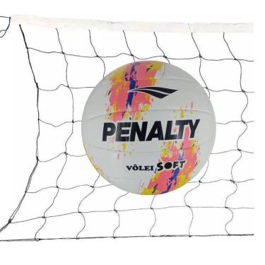 Imagem de Kit Bola Vôlei Penalty Soft X Costurada + Rede Vôlei Master Rede Seda 5 Metros 1 Faixa Sintética
