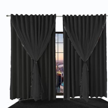 Imagem de cortina blecaute para quarto e sala Bia 2,50 x 1,80 preto - Bravin Cor