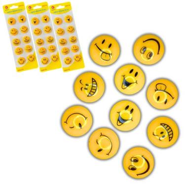 Imagem de Kit 30 Imãs Emojis 2cm magnético animado geladeira lousa quadro mural 