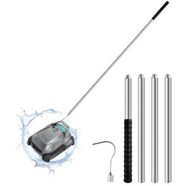 Imagem de succulentlovers Gancho de recuperação de piscina com haste inoxidável ajustável de 177 cm, gancho de aço destacável para robô de piscina aspirador de pó robô limpador de piscina acessórios de piscina