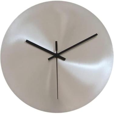 Imagem de Relógio vintage da fazenda Casa de parede moderna Relógio de aço inoxidável Dial sem número de movimentos silenciosos Bateria operada por parede pendurada relógio de parede de prata para o e