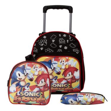 Imagem de Mochila Infantil Masculina Creche Pequena Sonic Carrinho