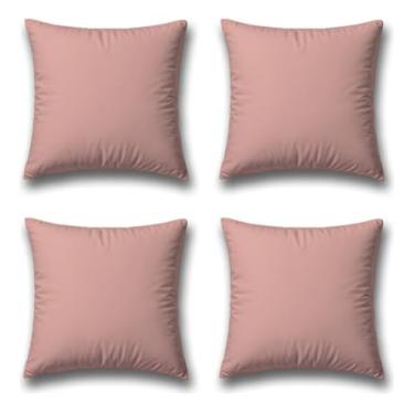 Imagem de Kit 4 Capas Almofada Veludo Suede Decorativa 45x45 Rosa