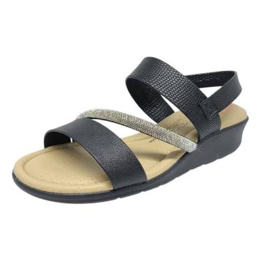 Imagem de Sandália Feminina Anabela Baixa Strass Estilo Confort Modare