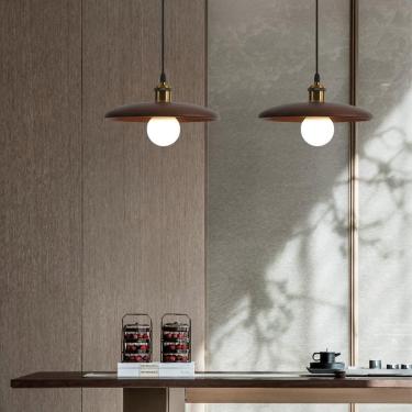 Imagem de Luminária pendente E27 estilo industrial retrô de madeira para mesa de jantar interna lustre luzes de cabeceira iluminação decorativa criativa altura ajustável para restaut cozinha quarto ba