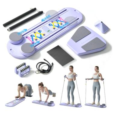 Imagem de Maksone Prancha De Pilates – Kit Treinamento Reformer Dobrável 6 Em 1 Com Rolo Abdominal Automático Rebote E Display Digital Equipamento Portátil Para Exercícios Básicos Casa Abdominais, Tonificação
