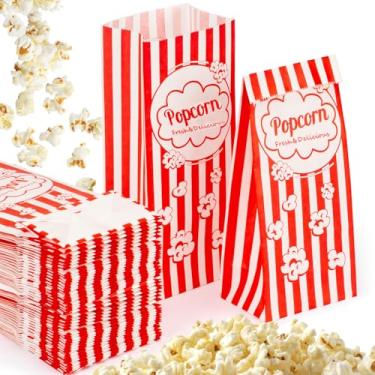 Imagem de 200 sacos de pipoca para porções individuais - sacos de comida de pipoca de papel de fundo plano, mangas de milho, carnaval a granel, pacote de lanche de Halloween, presente para lembrancinhas, para