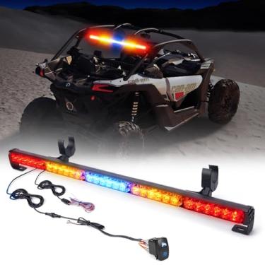 Imagem de Xprite Barra de luz estroboscópica UTV RZR LED de 76 cm, com função de luzes reversas de freio de seta, barra de luz piscante de segurança para caminhões quadriciclos Polaris Can-Am Yamaha SXS Offroad