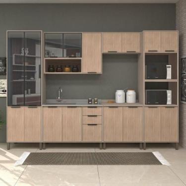 Imagem de Armário Cozinha Completa 340cm Stylo Cristaleira e Paneleiro - Casa La