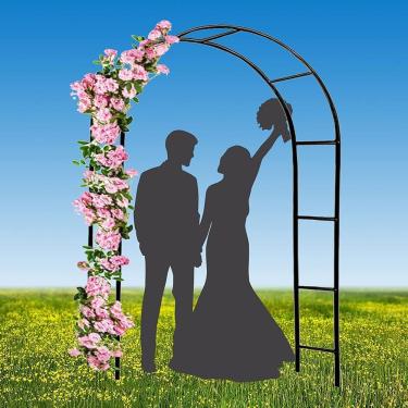 Imagem de Arco De Jardim De Metal 2,4 M Heavy Duty Garden Arbour Steel Frame Grande Plantas Trepadeiras Resistentes às Intempéries Indoor Outdoor Support Arches Para Rosas, Escaladores, White, W3M*H2.2M