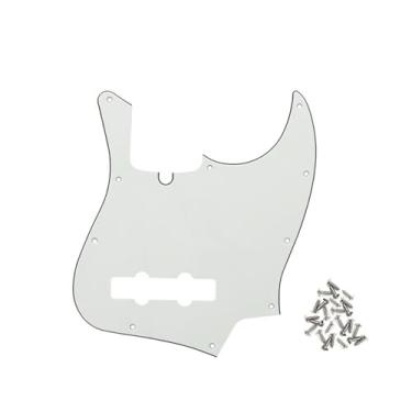 Imagem de ROZILO Escudo de guitarra branco de 3 camadas Jazz Bass Pickguard de 10 furos para para-lama de 4 cordas Jazz Bass estilo moderno